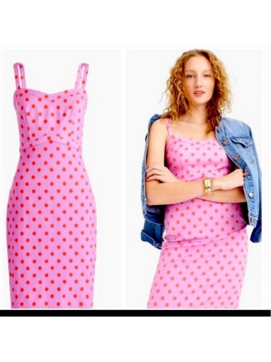J. Crew Dresses & Skirts - J.Crew Baxter Faille Pink Polka Dot Dress Y2K Twee Sheath Mini Size 2